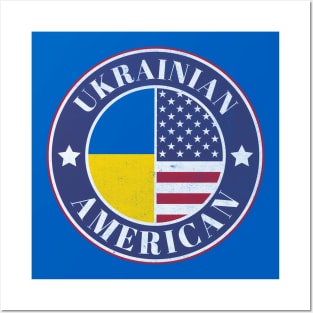 Proud Ukrainian-American Badge - Ukraine Flag Posters and Art